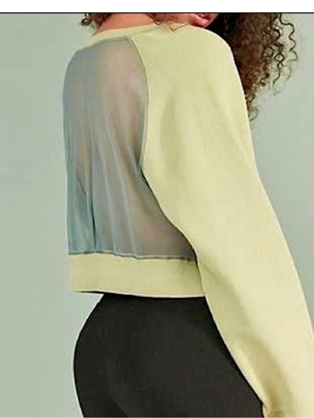 Urban Outfitters Silence + noise Green Cropped Mesh Back Sweatshirt Women M
